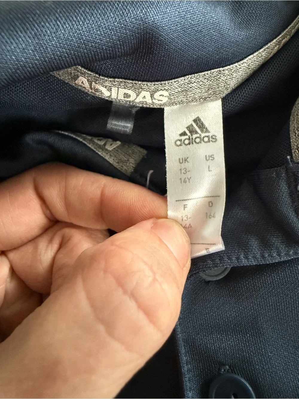 NWOT Adidas Navy Polo with White Sleeve Stripes size 13-14Y‎